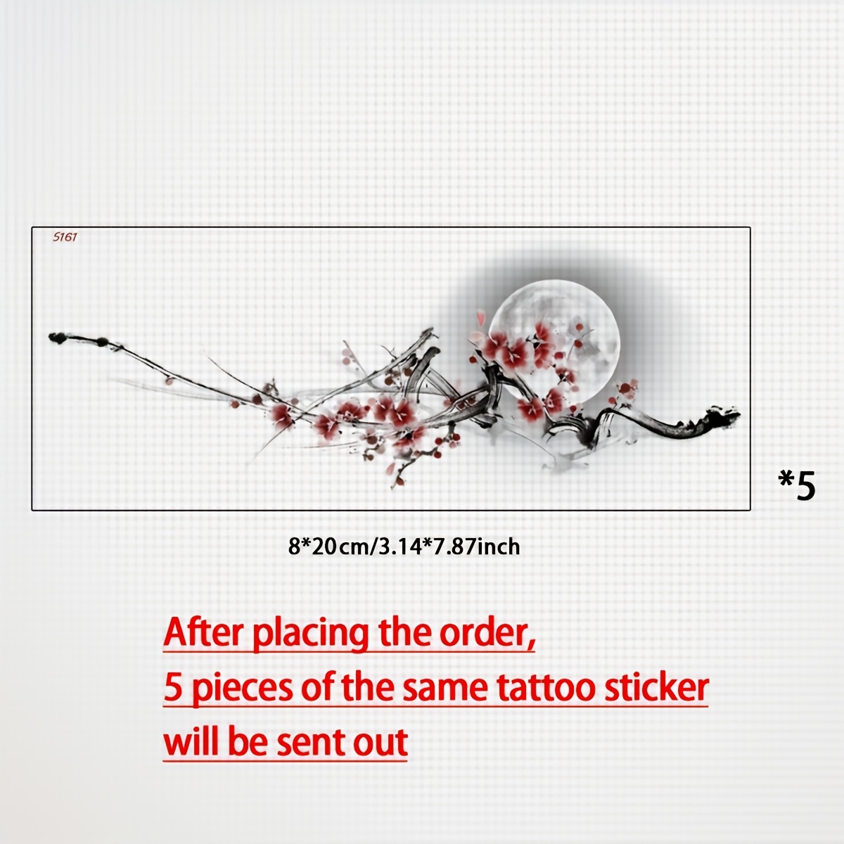 Image of A Set Of 5 Romantic And Plum Cosplay Flower Arm Temporary Tattoos, Long-lasting And Realistic, To And Thighs, Lasting 1-5 Days. Trendy Tattoo Stickers For Men And Women