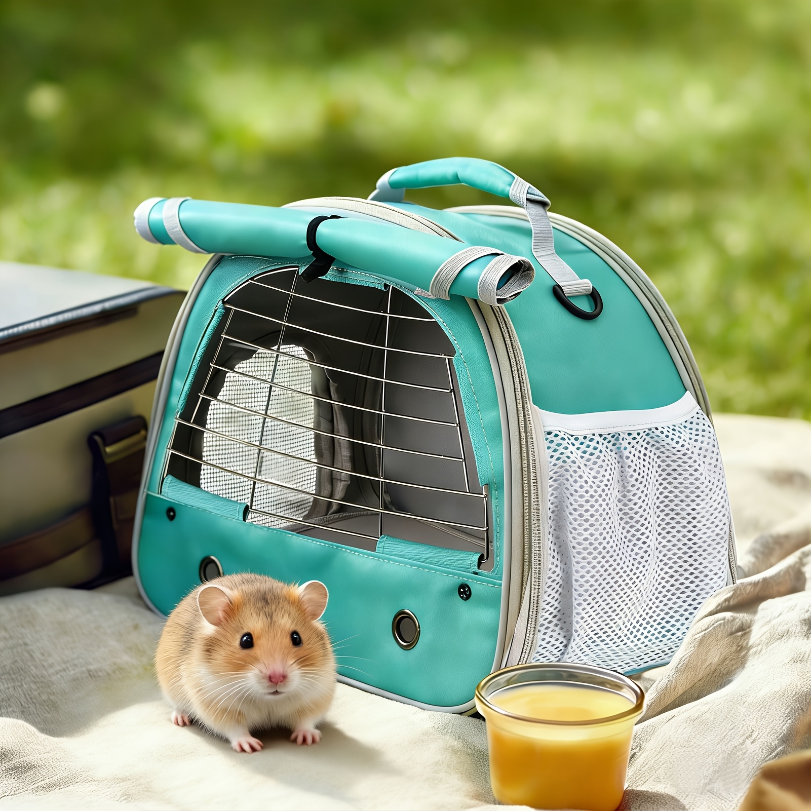 Portable Travel Bag for Small Animals with Metal Window