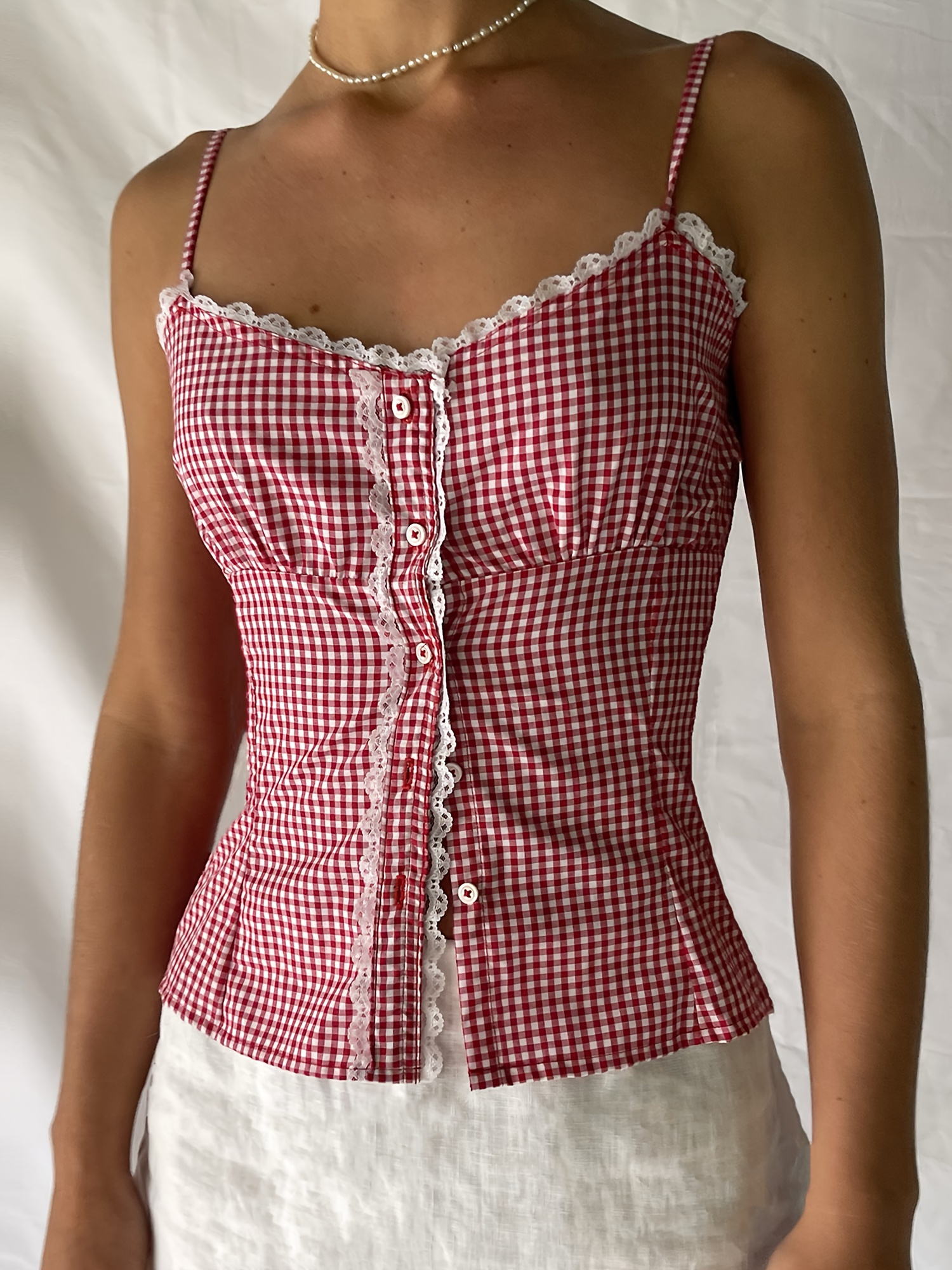 eyelet ribbon cami (white × blue ribbon) Cami Eyelet Top | Old Navy