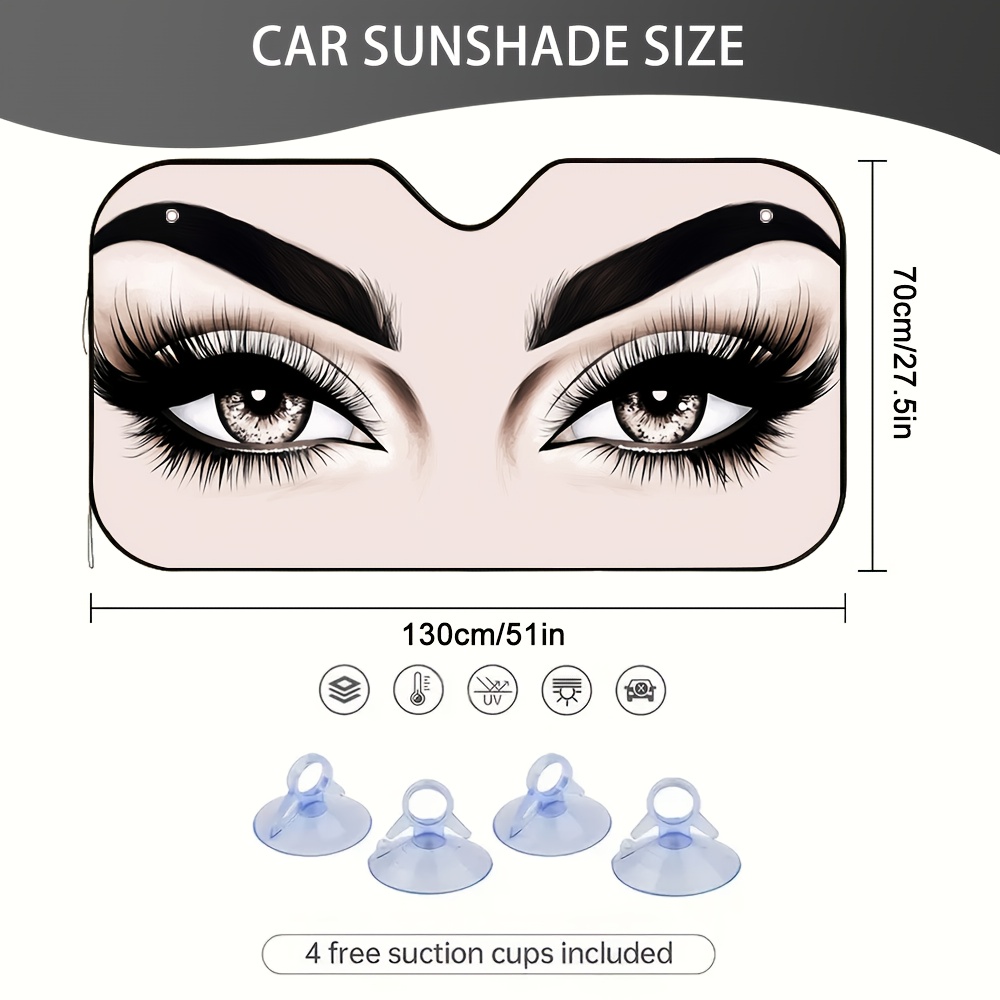 eén artistiek wimperontwerp voor de zonneklep van je auto, ideaal voor winkeltrips en korte pauzes, helpt de warmteaccumulatie in de auto te minimaliseren.