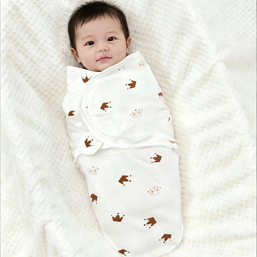 1pc Baby Swaddle Blanket, Adhesive Design 100% Polyester Fiber Material Soft And Skin-Friendly, Suitable for 0-2 Year Olds, Newborn Essential