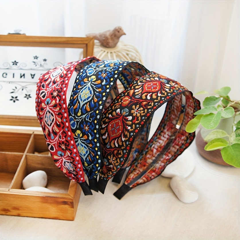 3pcs Bohemian Headband Set Classic Boho Tribal Style Headband Dress Up Hairband Women Beauty Hairband Gift Set