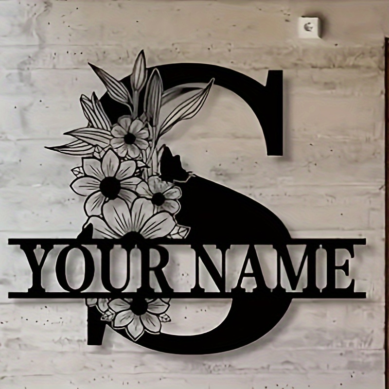 custom floral metal family name sign personalized   door decor unique housewarming gift details 3