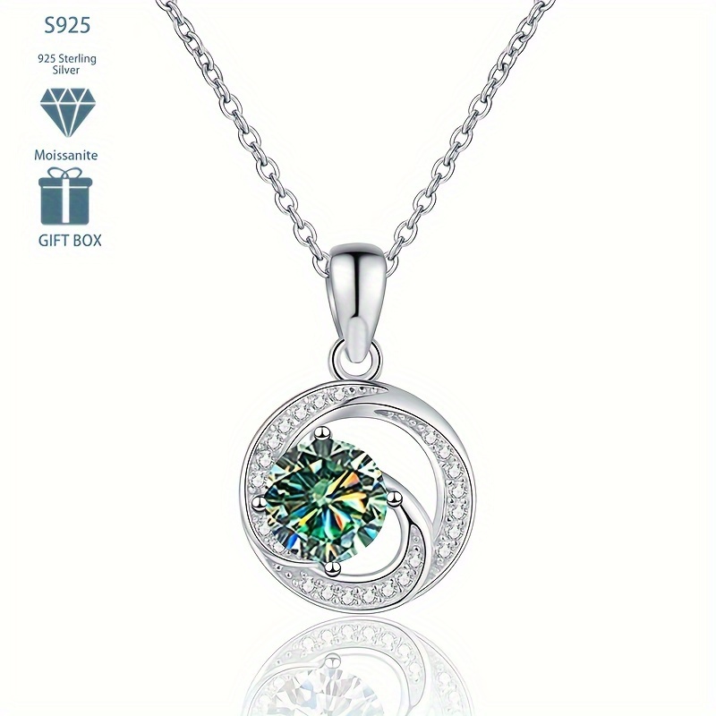 

Tancise Luxury Classic 925 Sterling Silver Moissanite Pendant Necklace, 1ct Birthstone, 3.5g, With 925 Silver Plating, For Party, Banquet, Halloween, Christmas, Valentine's Day, Jewelry Gift