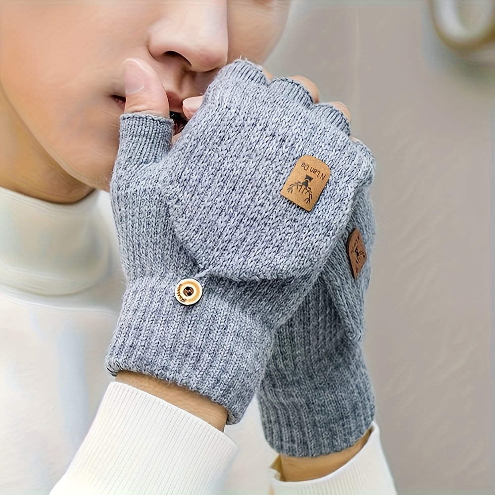 Cashmere Winter Gloves for Men and Women, Half-Finger Touch Screen