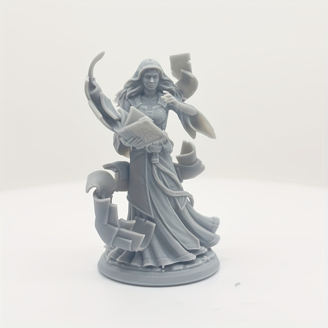 

Miniature 3d Printed Adventure Figurine, Female Human Wizard , 25mm Base Rpg Statue, Grey Abs Material, Tabletop Gaming Character Model