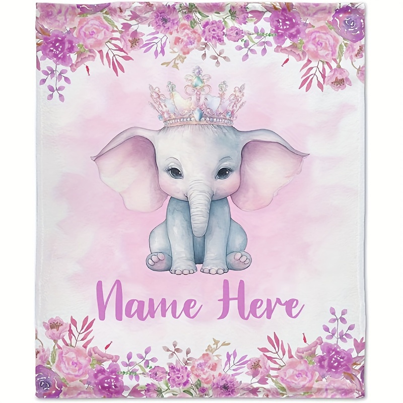 

Custom Name Purple Elephant Flannel Blanket - Soft, Allergy-friendly, Multi-purpose Throw For Couch, Bed, Office, And Outdoor Use - Perfect Gift For Best Friends