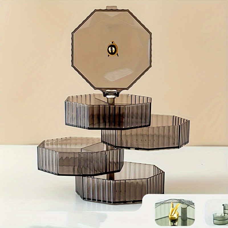 Rotary Jewelry Storage Box Exquisite Necklace Earring Golden Jewelry Handmade Jewelry Box Large Capacity