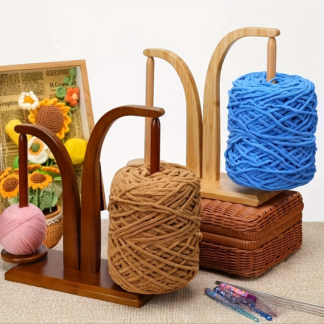 Häkelgarnhalter Aus Holz Mit Handy-Ständer | Garnspinner Für Strick- & Häkelprojekte | Geschenk Für Strick-Liebhaber
