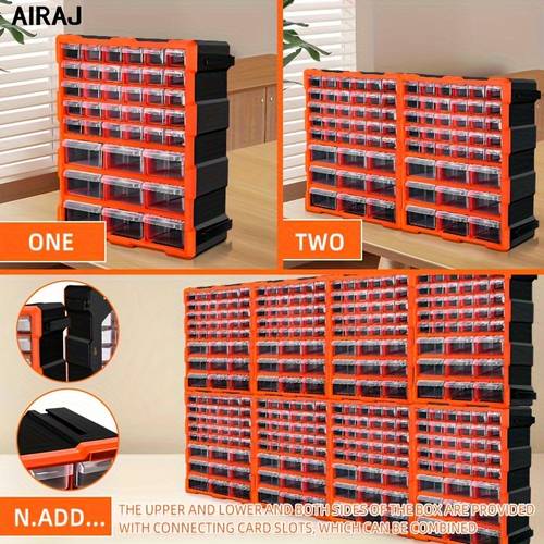 39 drawer plastic small parts organizer desktop or wall storage drawers for organizing hardware crafts garage or classroom orange