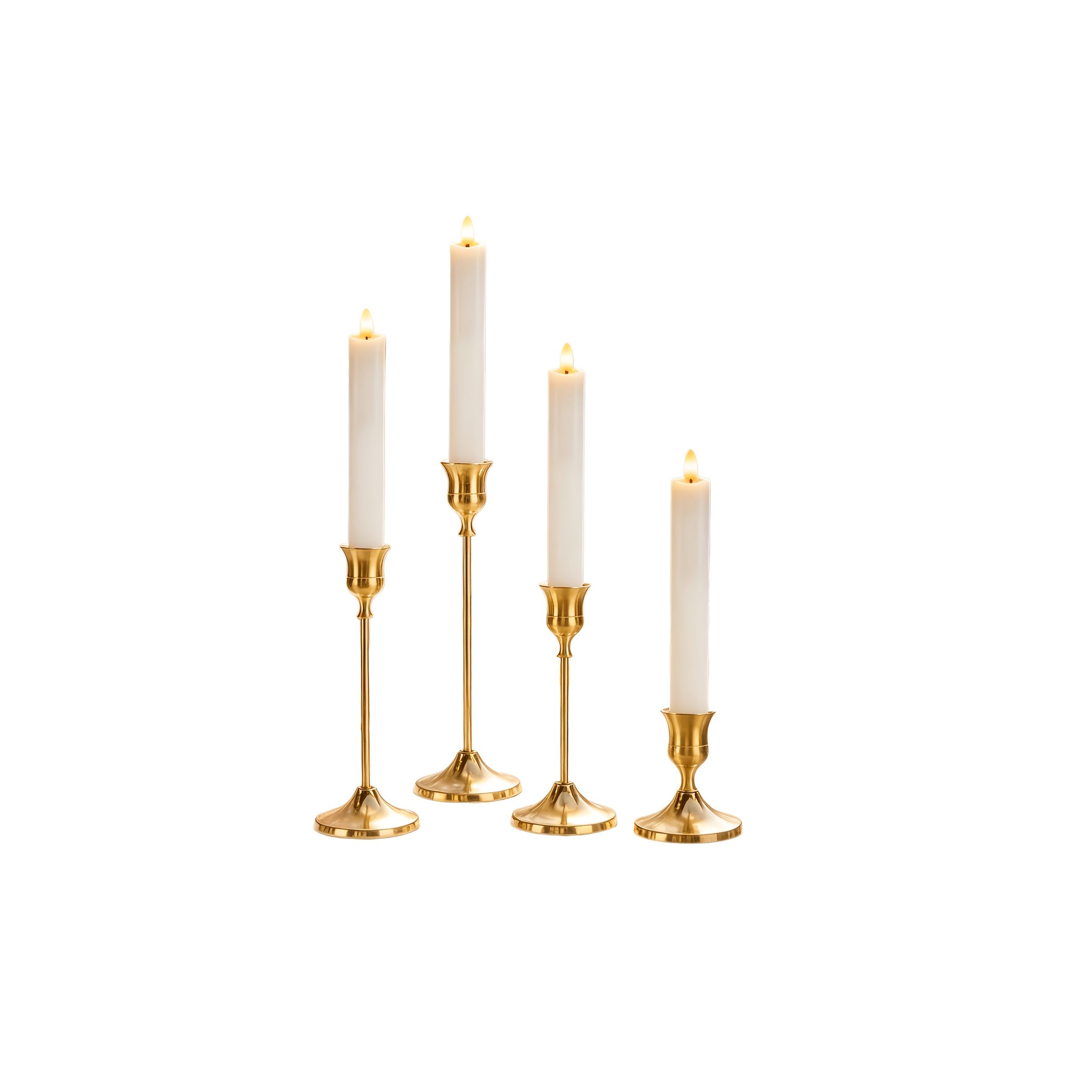 TEMU 4pcs Set Of Gorgeous Single-head Detachable Copper-colored Candlesticks, Suitable For Dating Candlelight Dinner Props, Restaurant Hotels, Home