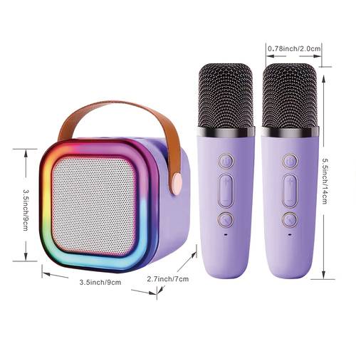 k12 portable wireless speaker with 2 wireless microphones led colorful lights high for home parties birthdays and karaoke ideal gift for holidays and outdoor picnics outdoor entertainment colorful led lights rechargeable battery
