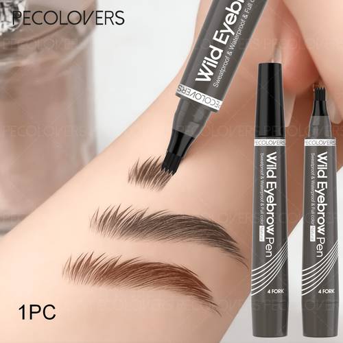 imagen del artículo 1 pieza lápiz de cejas impermeable con 6 colores, con punta de 4 puntas para de cejas, lápiz de maquillaje