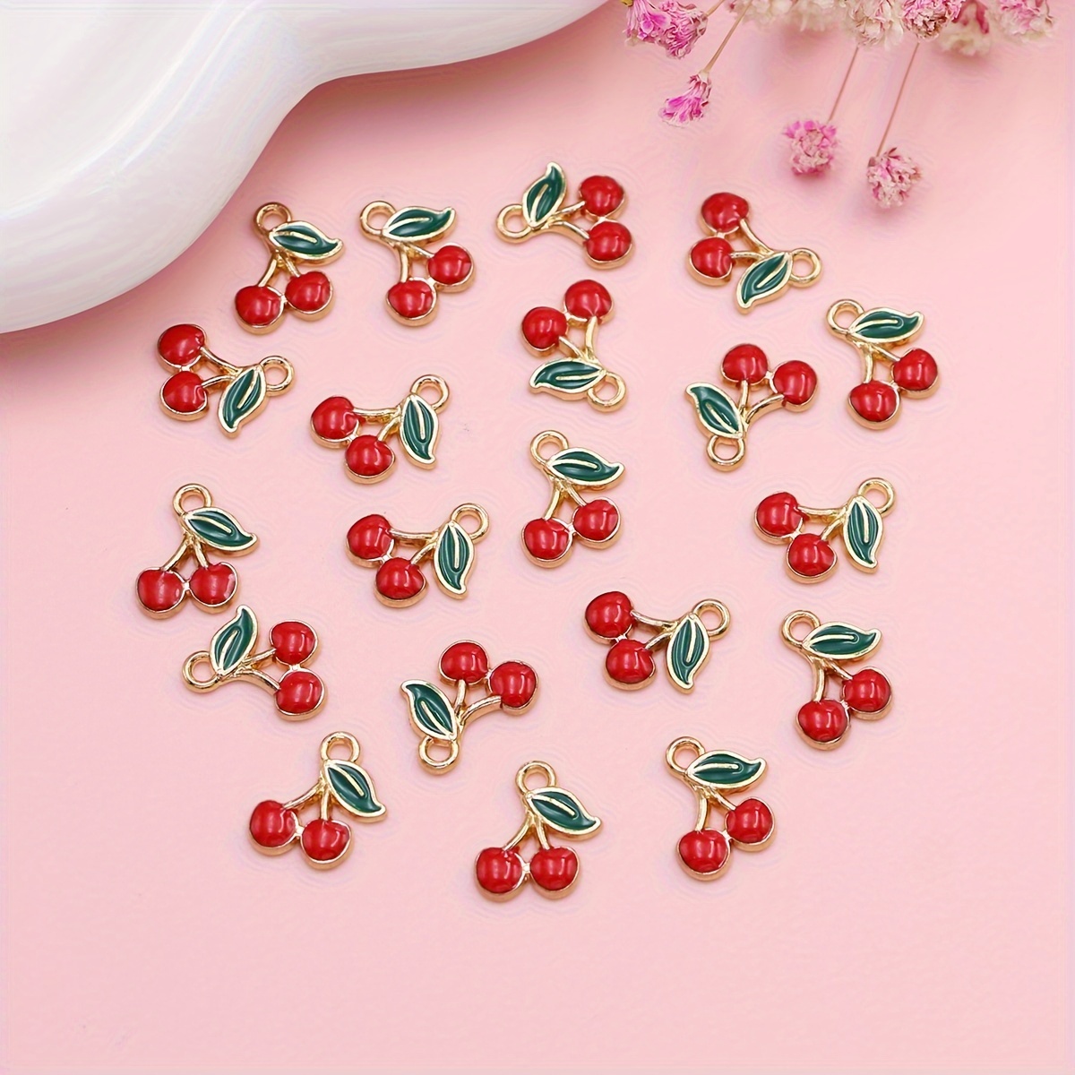 Image of 20pcs Golden Drop Charms Strawberry Pendants For Jewelry Making Diy Handmade Necklace Bracelets Earrings Key Chain Accessories
