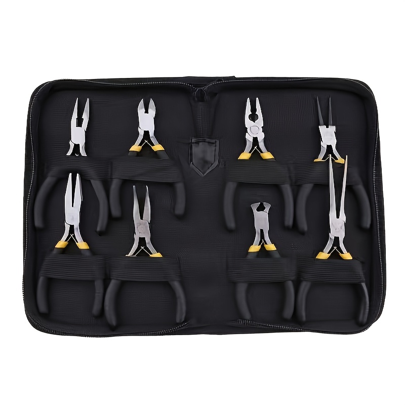 

8pcs Mini Jewelry Making Pliers Set - Diy Craft Tools With , Long Nose, End Cutting, Bent Nose, Combination, Flat Nose, Needle Nose & Round Nose Pliers