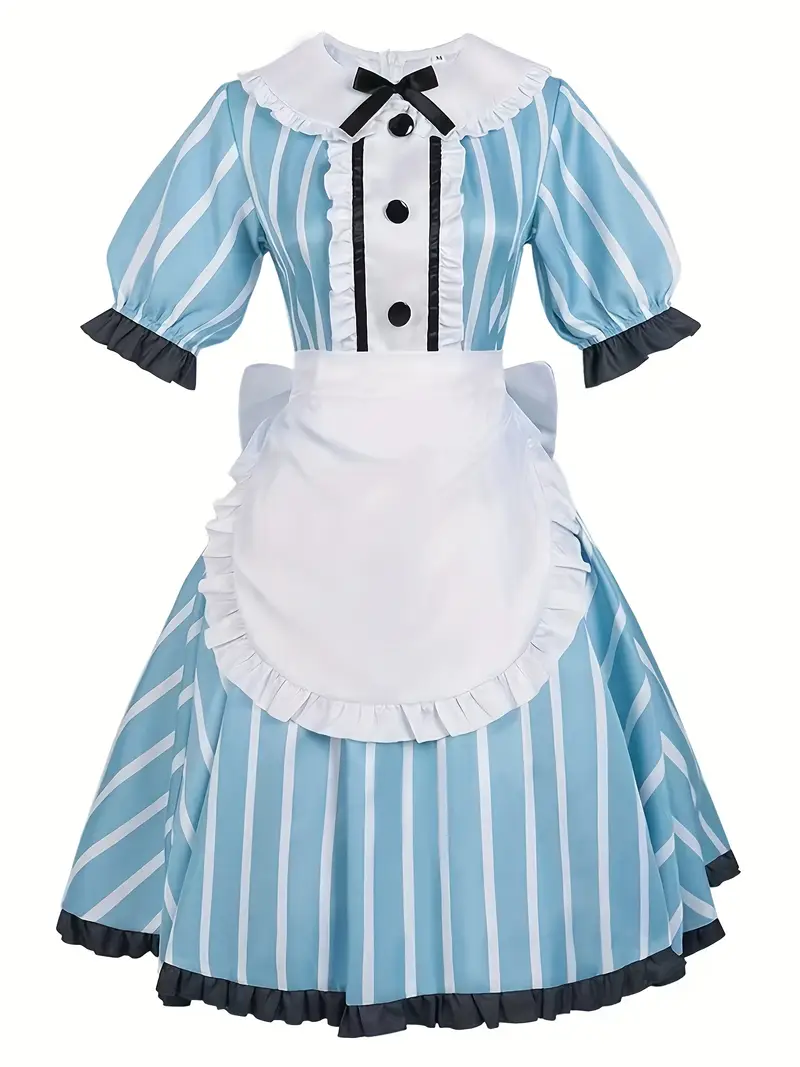 womens elegant costume light blue white striped dress - Temu Cyprus womens elegant costume light blue white striped dress - Temu Cyprus