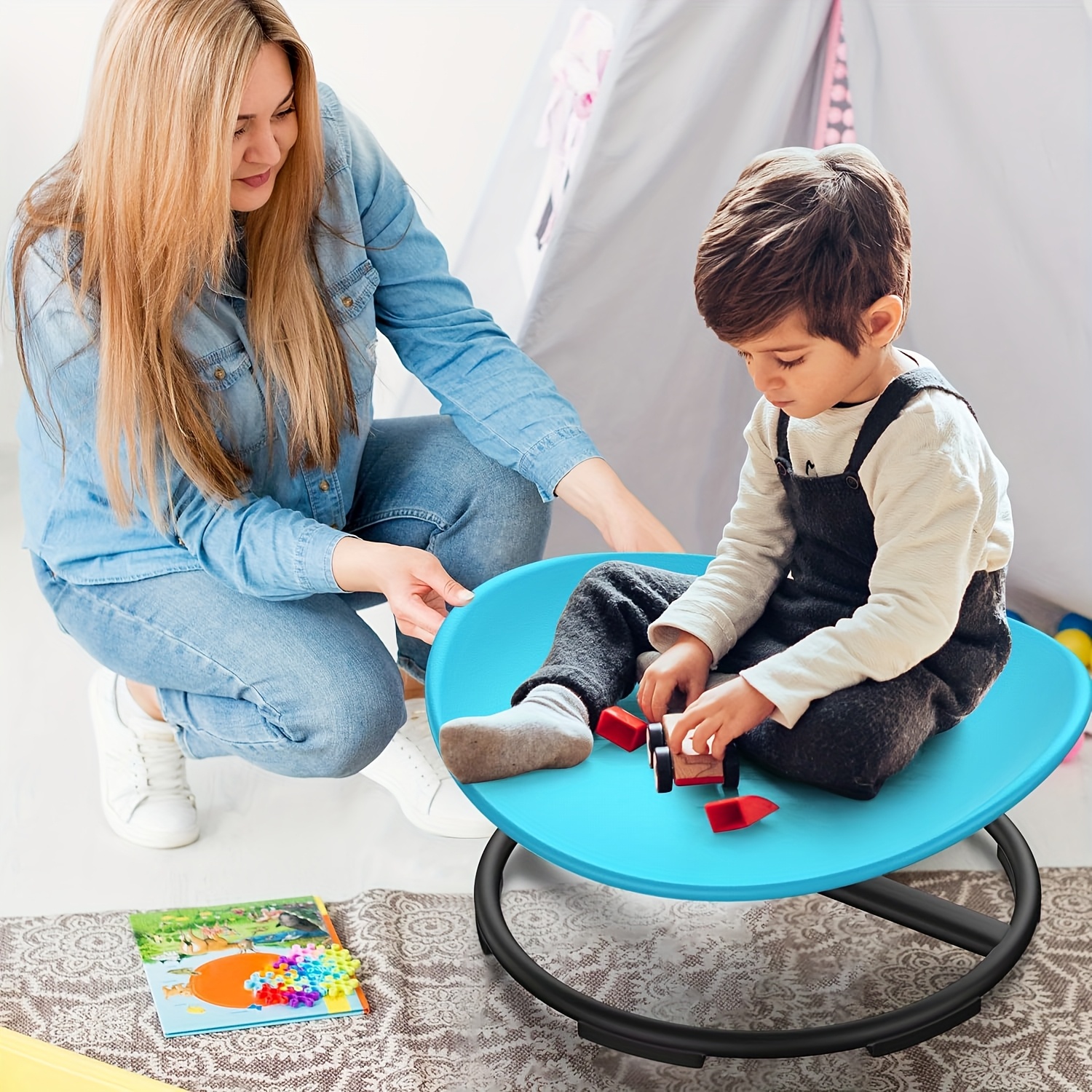 swivel chair for autistic children sensory chair for autistic children 360 degree swivel ergonomically designed to train body coordination no   non slip designed sensory swivel chair for children easter gift Product details 0