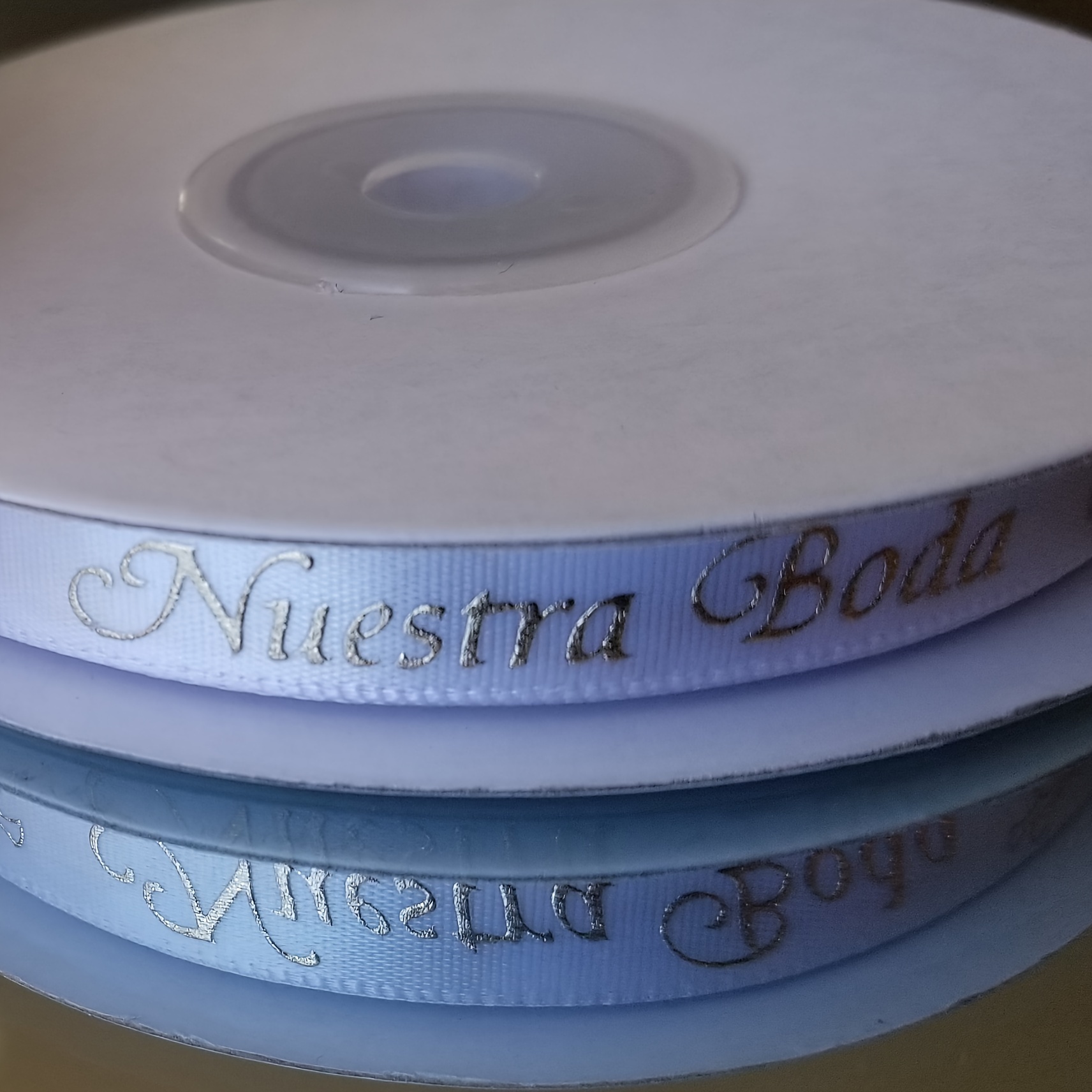 

3/8"25yds White Sliver Metallic Favor/"nuestra Boda"/wedding Satin Ribbon