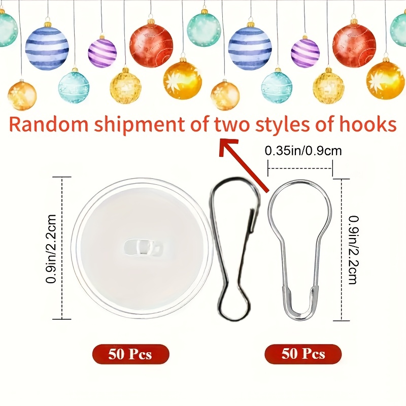 Image of 1 Package, High-quality And Reliable: 100pcs (50 Hooks In 2 Random Styles, 50 Adhesive Boards). Self-adhesive Ceiling Hooks - Suitable For Christmas And Halloween Hanging Decorations, Utility Hooks