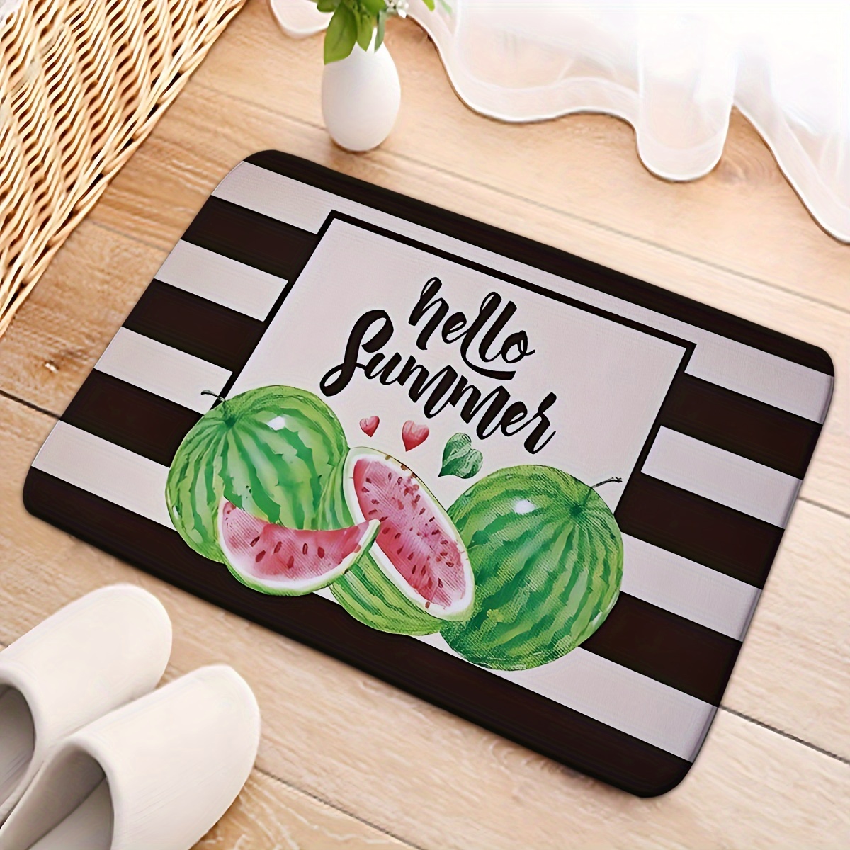 Hello Summer Watermelon Cartoon Pattern Non-slip Rug Pad - Machine 