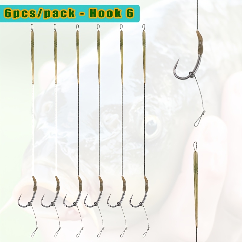 6pcs/pack Carp Fishing Rig Alloy Steel Coated Hooklink Curve Shank Hook  Size 2/4/6 PTFE Coating Micro Barbed for Carp Fishing Hair Rig