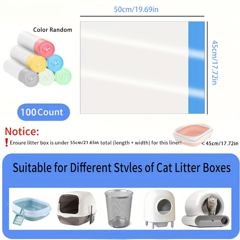 TEMU 100pcs Portable Cat Litter Disposal Bags - Easy For Self-cleaning Litter Boxes