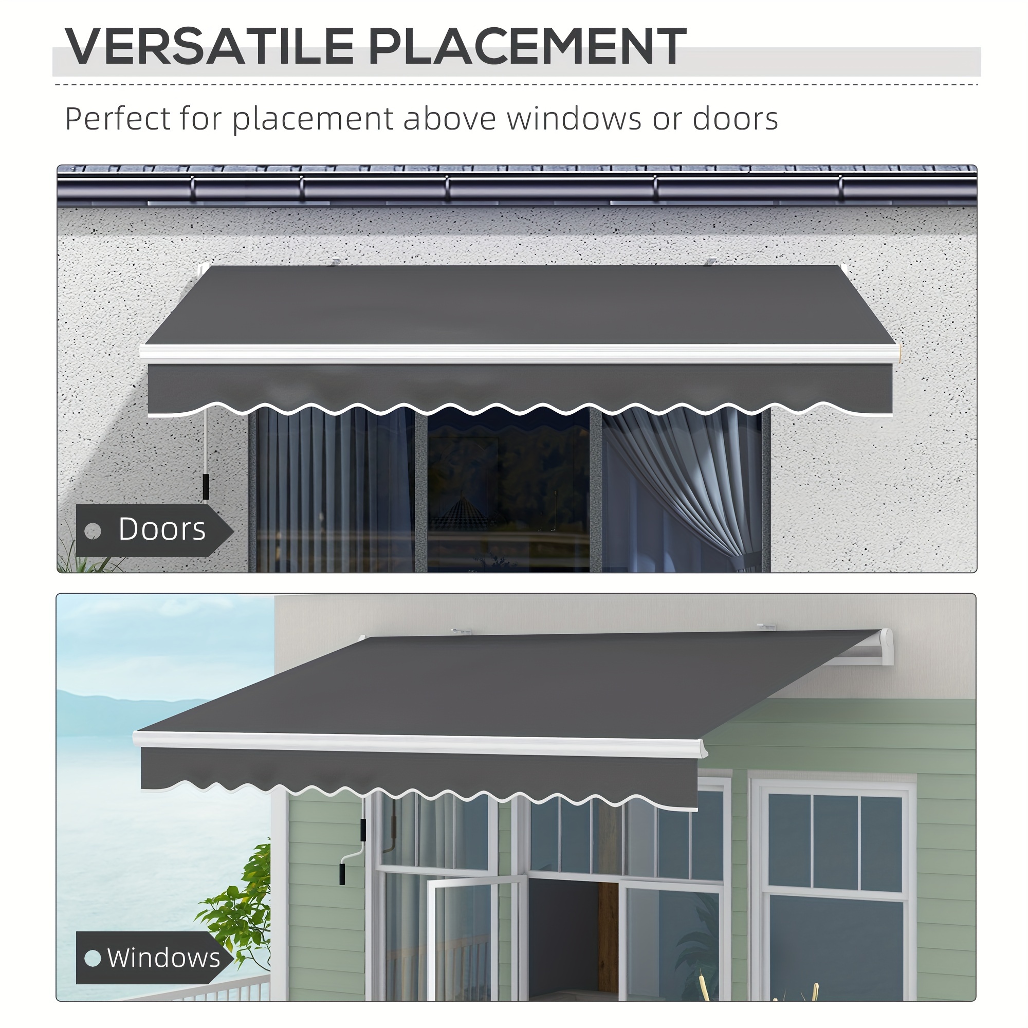 13 X 8 Retractable Awning Patio Awnings Sunshade Shelter W Manual Crank ...