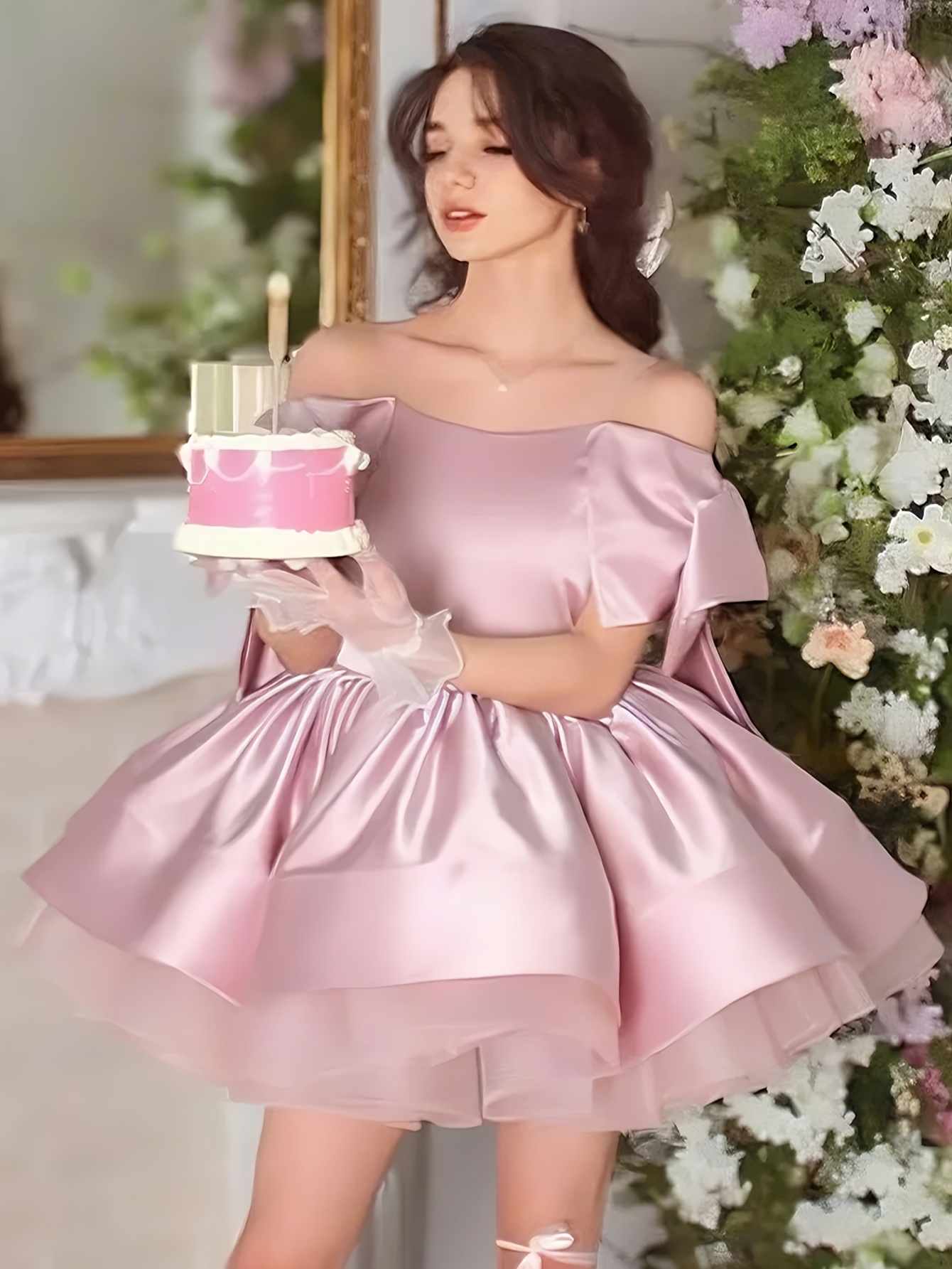 tween girl dresses elegant pink bow gown dress wedding prom - Temu