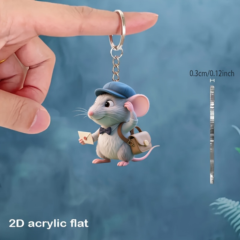 TEMU 2D Plat - Een 2D Plat Schattige Muizen Acryl Sleutelhanger, Keyring, Rugzak Accessoire, Telefoon Hanger, Auto En Huis Decoratie, Perfect voor