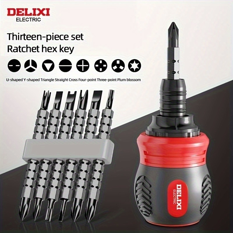   electric brand 12 in 1 ratchet screwdriver set manual tool cross s d plum   square multiple drill bits short handle screwdriver hand tool cr   magnetic drill bit adjustable length for small spaces repair non electric