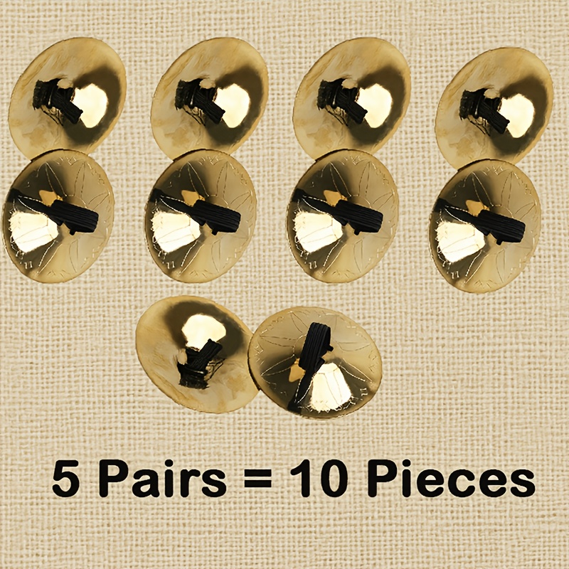 10pcs Egyptian Brass Finger Cymbals & Hand Jewelry - Pure Brass Percussion Instruments With Egyptian Engravings, Musical Suitable For Belly Dance, Middle Eastern , Cultural Dance Performances