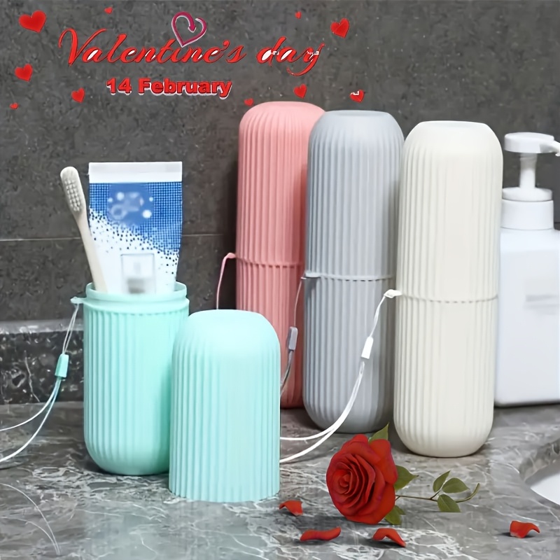 

Valentine's Day Gift-1pc Portable Toothbrush And Toothpaste Holder Set, Unscented Travel Toothbrush Case, With Rope, For Home And Travel Use, Travel Accessories Must Have