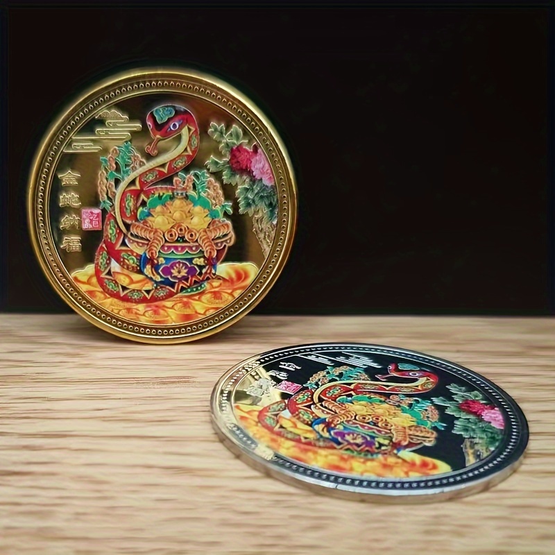 2025 год змеи - твердая   монета  , новогодний красный  ,   счастья, благословение матери   змеи, толстое издание памятной монеты   подробные сведения 1
