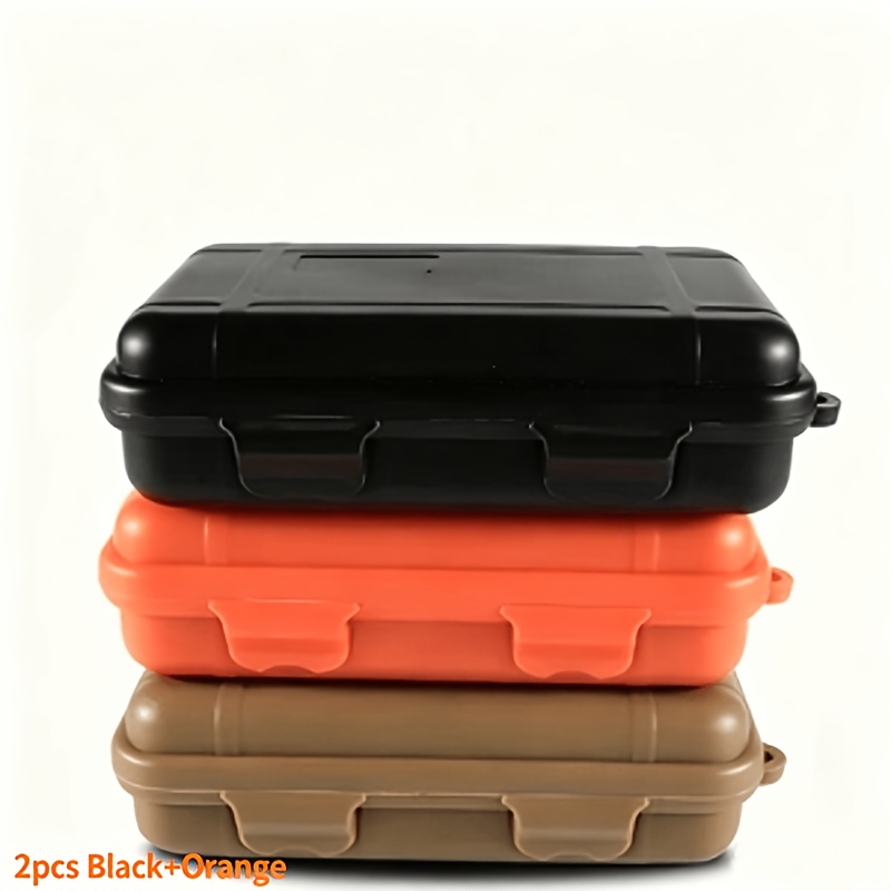 TEMU 2pcs Tool Box Outdoor Camping Survival Kit Shockproof Waterproof Sealed Box Small Outdoor Storage Box Large Edc Tool Outdoor Survival Kit Box