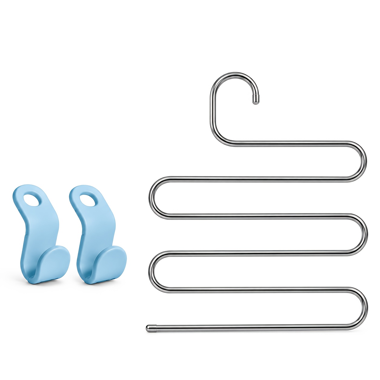 TEMU 1 support à pantalons en acier inoxydable à 5 niveaux et ensemble de 2 connecteurs de cintre, organisateur de pantalons en jean antidérapant