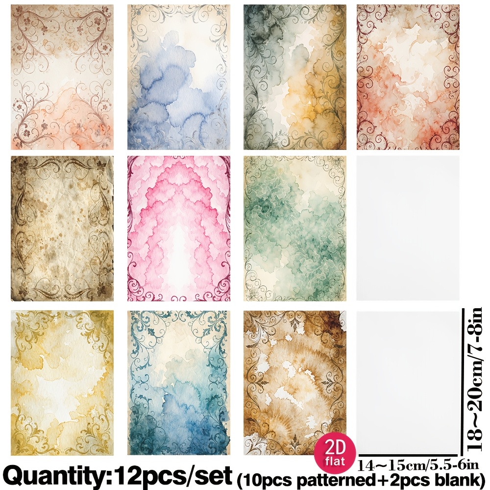 TEMU Brand Ruonaorou 2d Flat 12pcs A5 Semi Transparent High-end Color Pattern Blank Page Sulfuric Acid Paper Hand Account Sulfuric Acid Paper