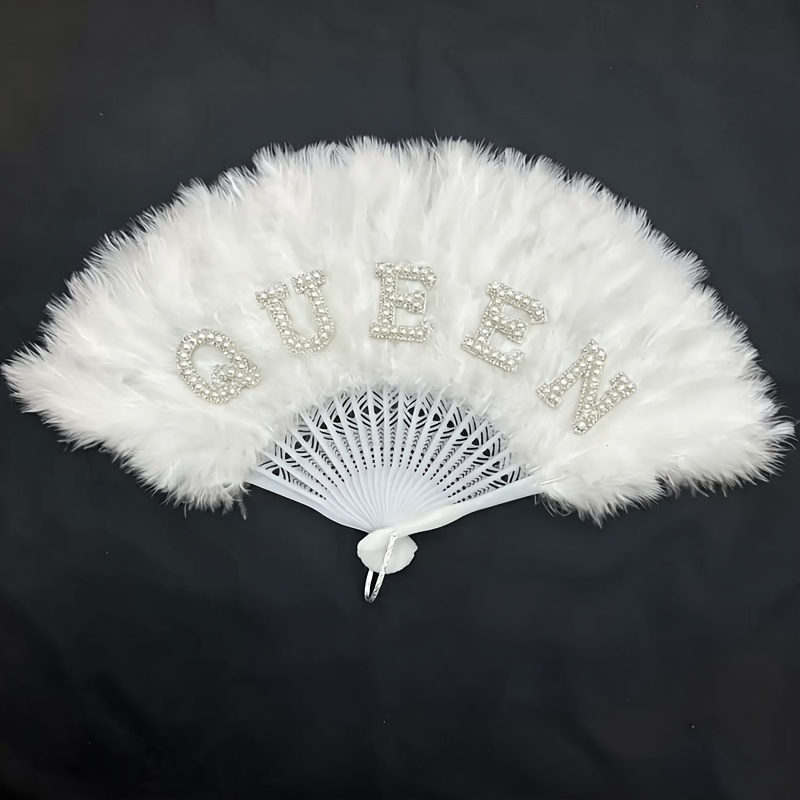 TEMU Personalized Handmade Boho Wedding Feather Fan - Elegant Bridesmaid Gift Suitable For Bridal Shower, Photo Shoot Prop, Bridal Party Favor With