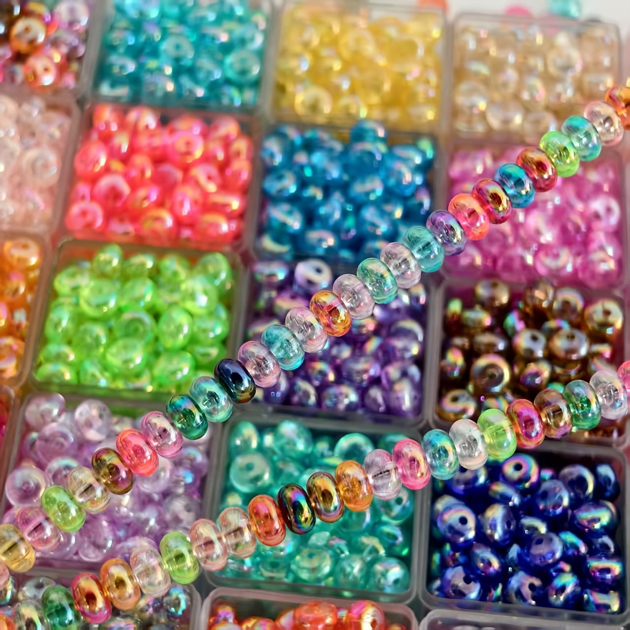 TEMU 117 pièces de perles abaque en acrylique de haute qualité 8*4mm, 25 couleurs mélangées aléatoires pour la fabrication de bijoux DIY - Perles