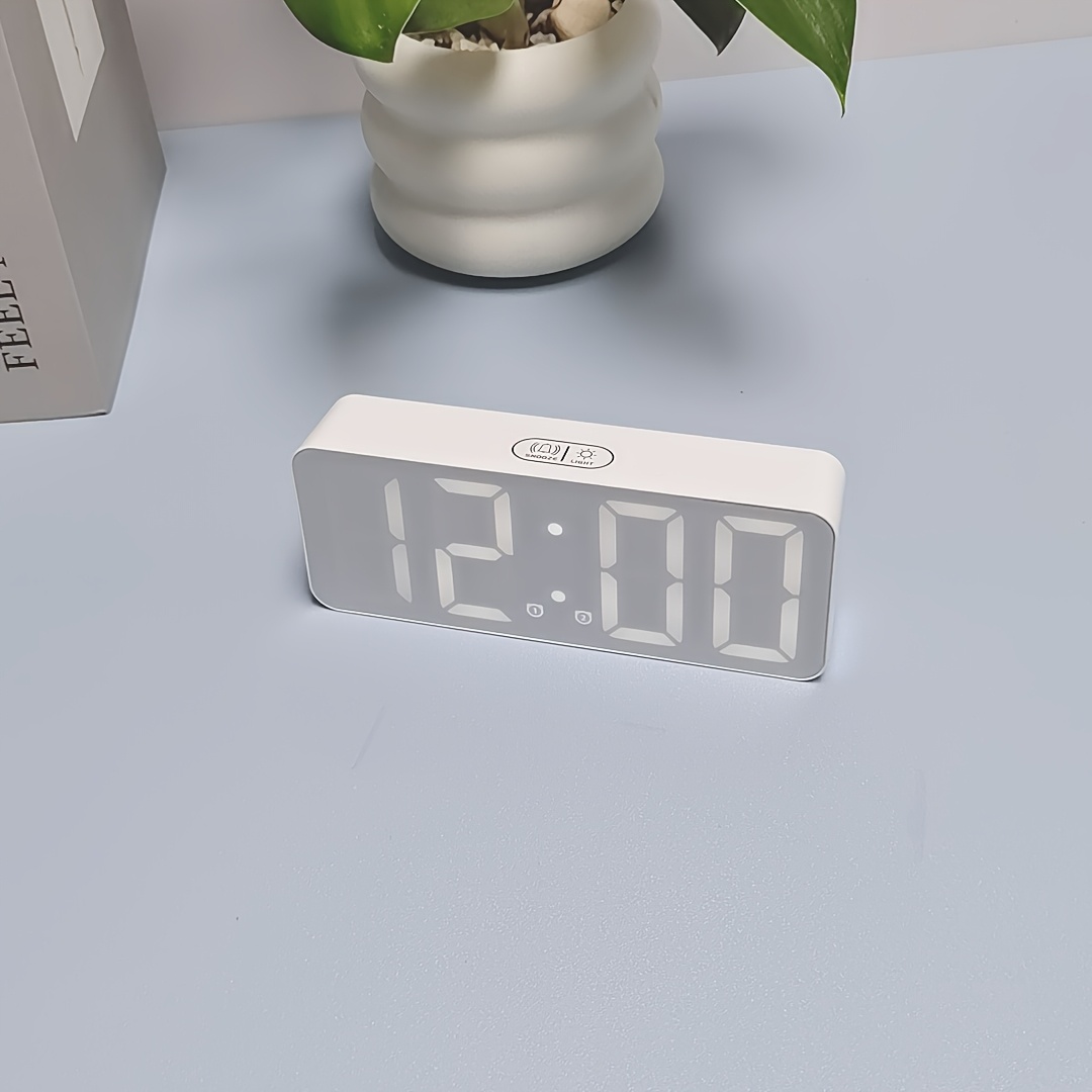 TEMU 1pc Multifunctional Touch Control Led Digital Alarm Clock, Touch & Dimmable Brightness, Time Date Temp Display, Dual Alarms, Switch, Usb &
