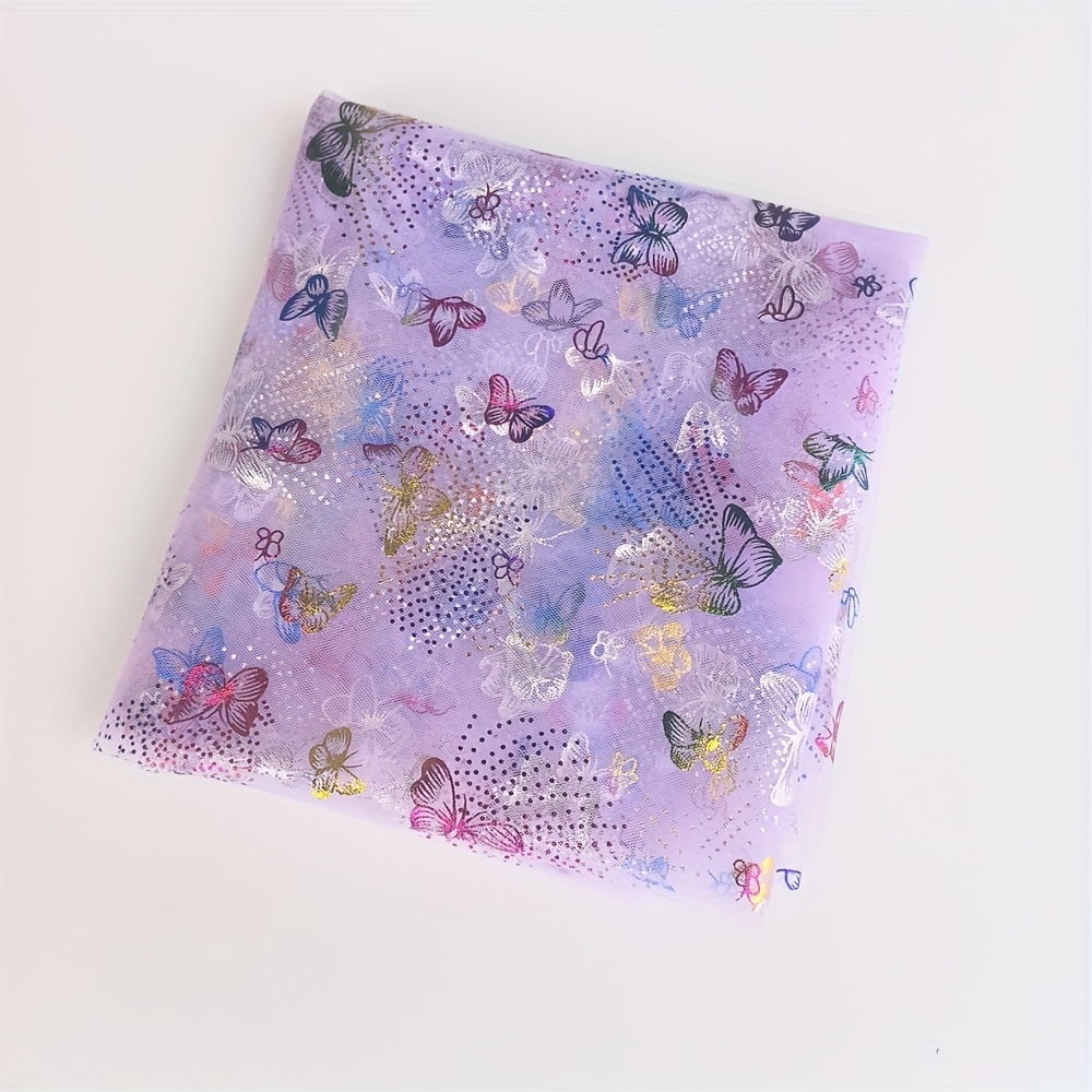 TEMU YINGYUYUAN Tela de Tul Colorido con Estampado de Mariposas - Pre-Cortada 75x180cm & 91x150cm, Diseño y Duradero para Vestidos de Novia, Faldas,