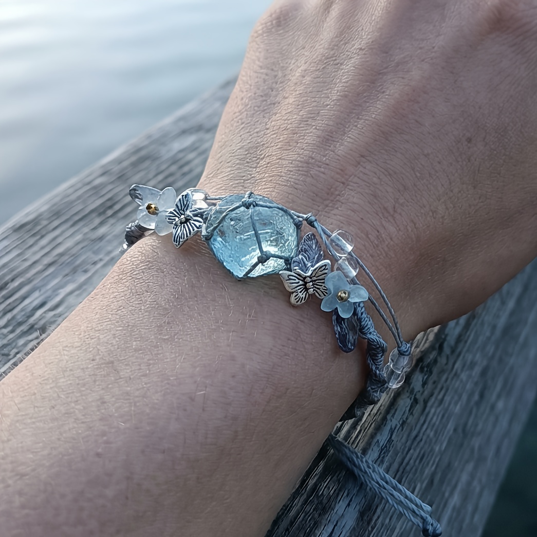 Handmade Adjustable Bohemian Crystal Bracelet, Multi-Color