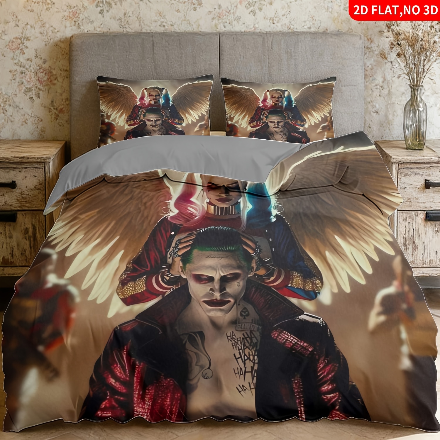TEMU 2/3pcs Wb Joker Cartoon Pattern 3pcs Bedding, Including Duvet Cover And Pillowcases (excluding Filling), With Reliable Zipper Design, Soft And