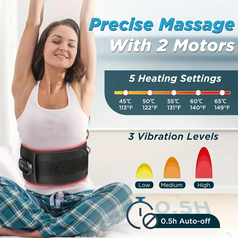 3-temperature heating pad with vibration massage - rechargeable for lower back, portable for Product details 5