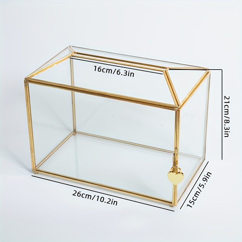 golden glass wedding card box heart lock glass gift boxes - Temu Pakistan