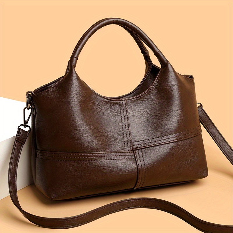 Vintage Soft Women'S Crossbody Handbag - Stylish Stitched Decoration, Designed for Both Hand-Held And Crossbody Use, a Spacious And Versatile Item for Commuting And Leisure, an Essential Bag for Elegant Women