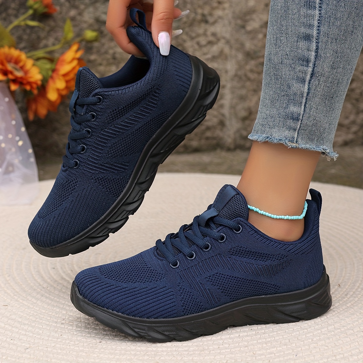 Image of 2025 New Style Spring Summer Autumn Winter Mesh Knit Breathable Lightweight Lace-up Minimalist Washable Sneakers Women Shoes Athletic Footwear For Running Walking Camping Couple Shoes Small Size