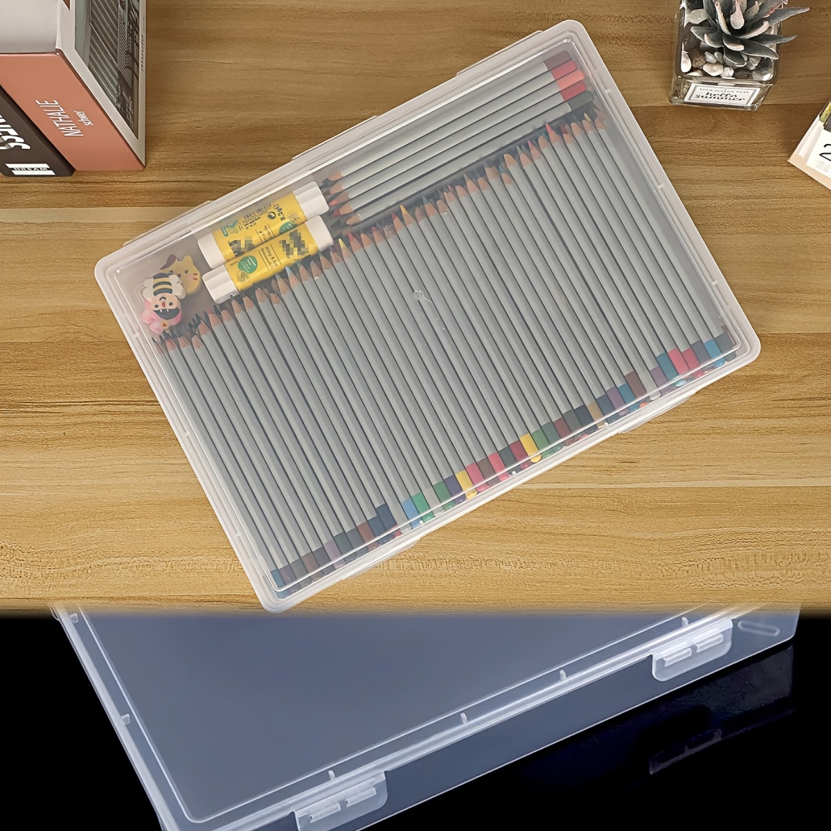 TEMU A4 Clear Plastic Document File Storage Box With - Dustproof And Wrinkle-free For Magazines, Notebooks - Stackable Space-saving Design For Home,