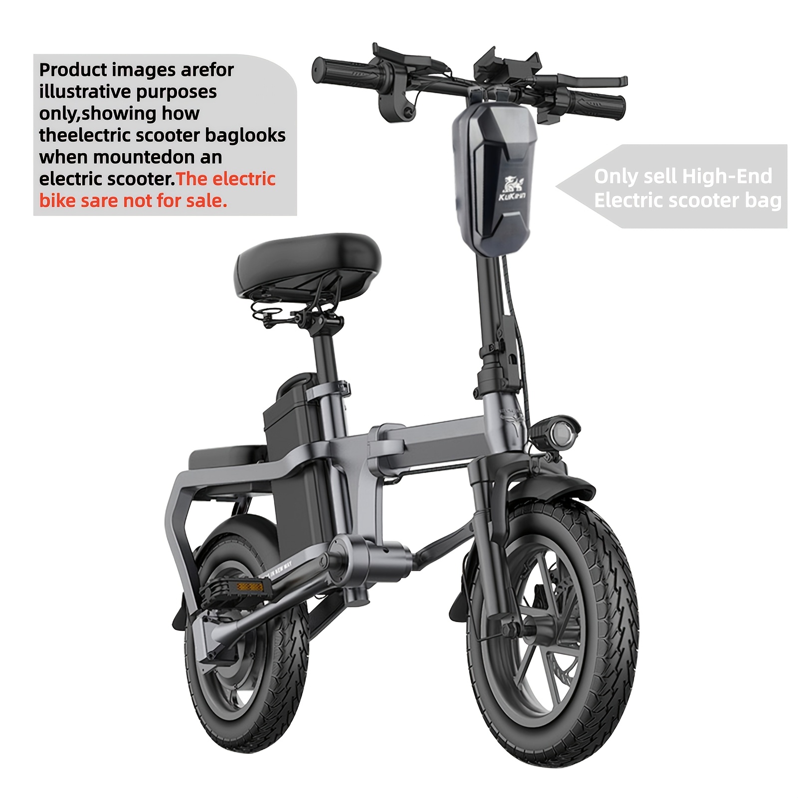 Temu Electric Scooter Front Bag Premium Hard Shell Handlebar Bag Can Quick-Release Mount - Large Capacity Bike/Scooter Accessories For E-Bikes,-image