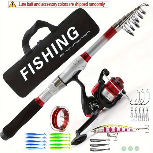 artificial bait and accessories are in random colors 1 meters large size fishing rod set with telescopic rod sea rod casting rod complete set of fishing equipment for beginners