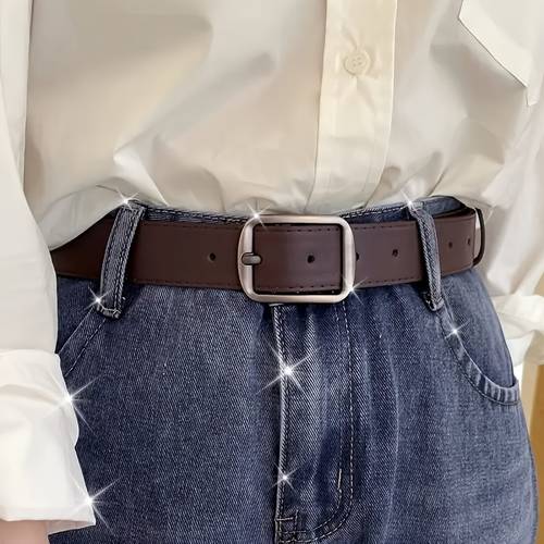 1 unisex black vintage pin pu leather belt for jeans mens trendy simple versatile waistband